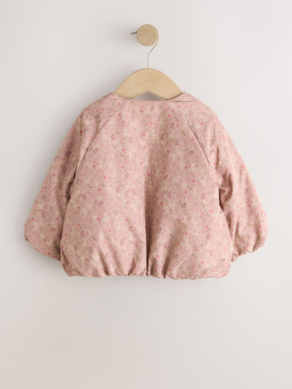 Pink Ditsy Floral Shower Resistant Bubble Hem Coat (3mths-7yrs) - Size 3-6 Months (62-68cm)