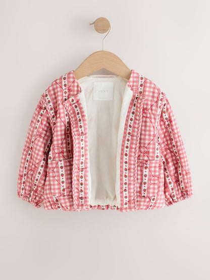 Red Gingham Quilted Jacket (3mths-7yrs) - Size 3-6 Months (62-68cm)