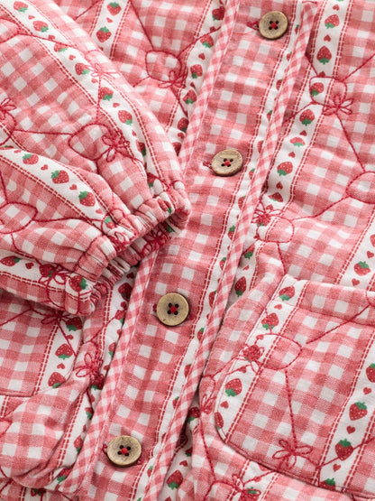Red Gingham Quilted Jacket (3mths-7yrs) - Size 3-6 Months (62-68cm)
