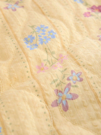 Yellow Flowers Printed Quilted Jacket (3mths-7yrs) - Size 3-6 Months (62-68cm)