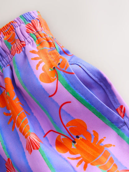 Pink/Lilac Printed Swim Shorts (3mths-7yrs) - Size 3-6 Months (62-68cm)