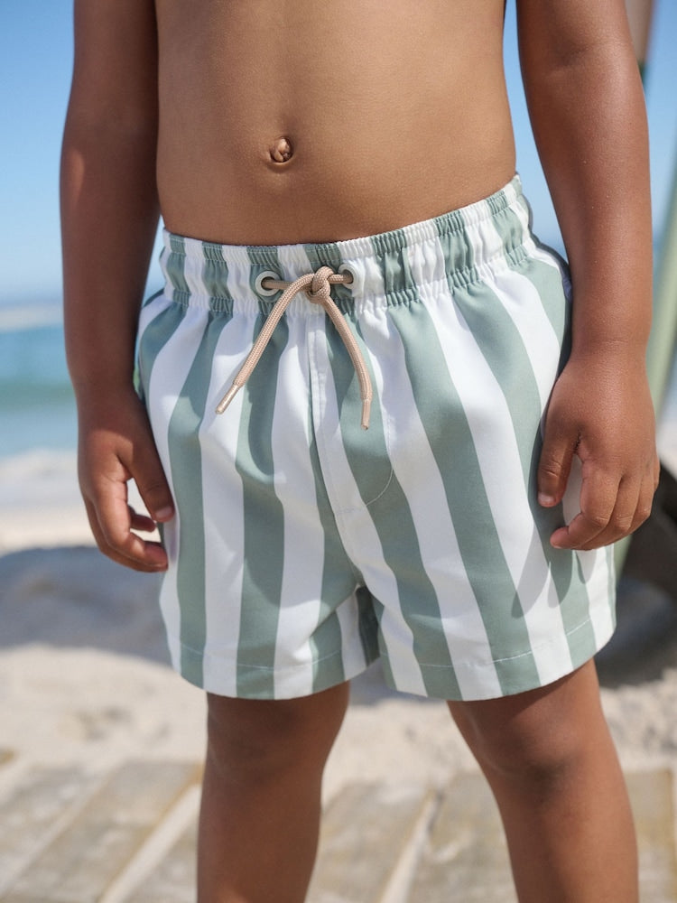 Green and White Stripe Printed Swim Shorts (3mths-7yrs) - 5 - 6 Years (110 - 116cm)