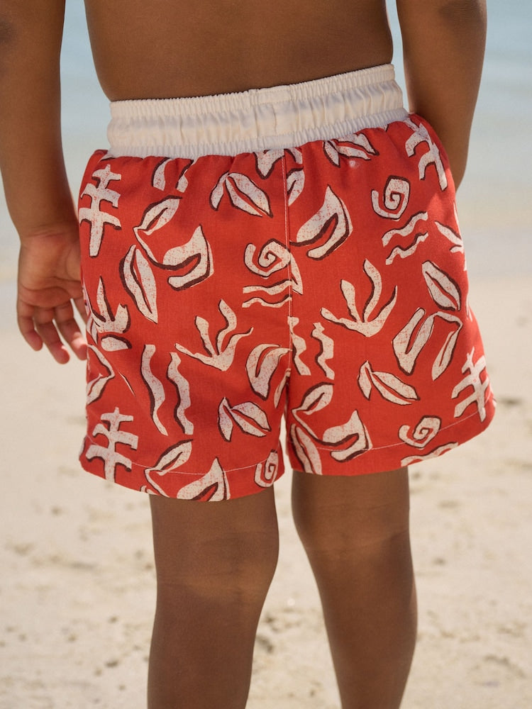 Red Printed Swim Shorts (3mths-7yrs) - Size 3-6 Months (62-68cm)