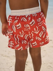 Red Printed Swim Shorts (3mths-7yrs) - Size 3-6 Months (62-68cm)