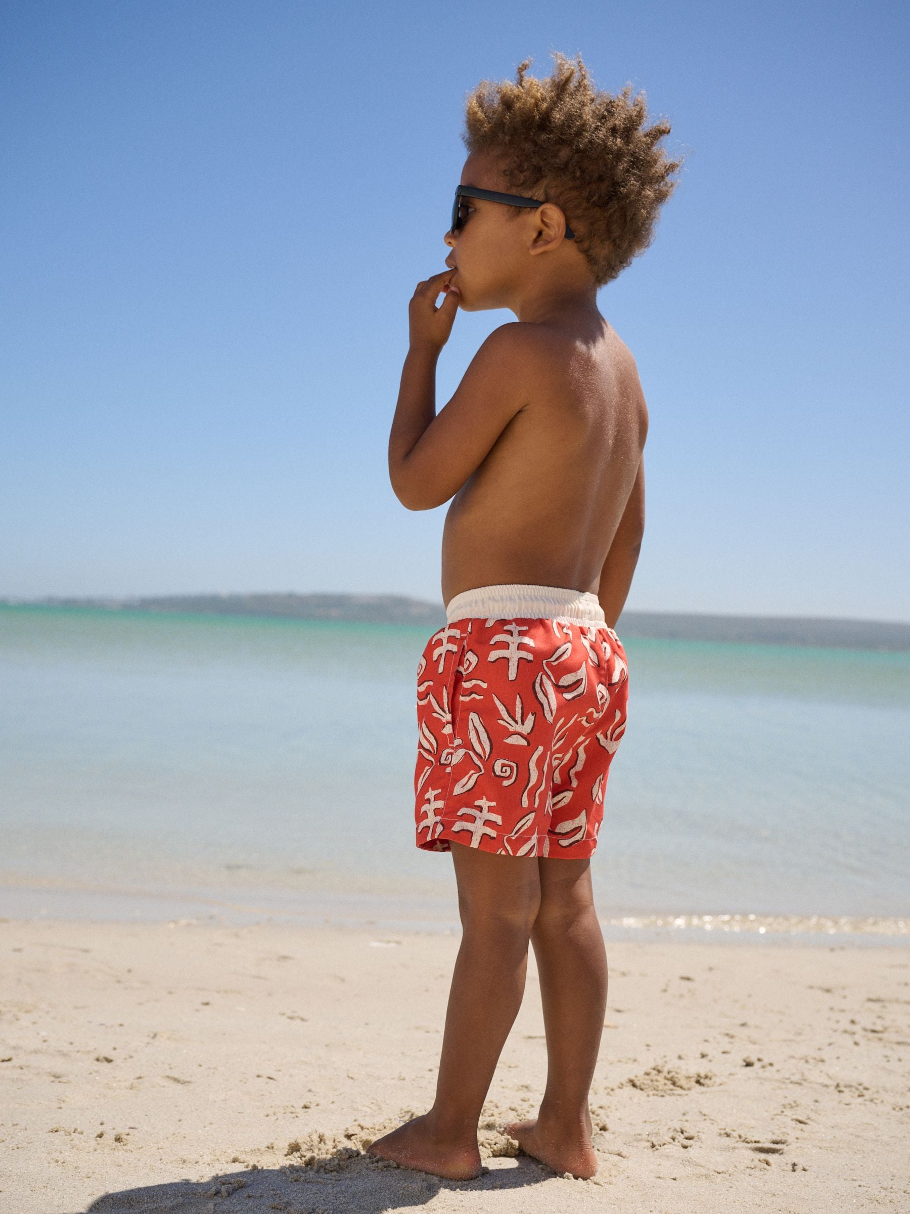 Red Printed Swim Shorts (3mths-7yrs) - Size 3-6 Months (62-68cm)