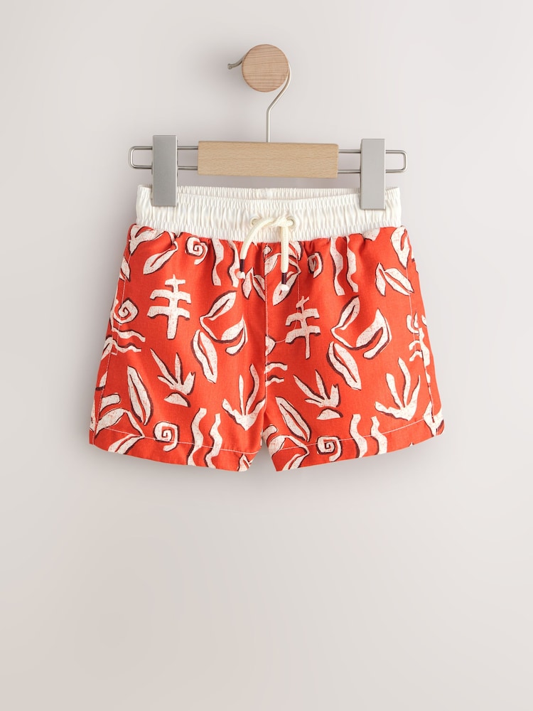 Red Printed Swim Shorts (3mths-7yrs) - Size 3-6 Months (62-68cm)