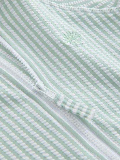 Mint Green Striped Sunsafe Swimsuit and Hat Set (3mths-7yrs)