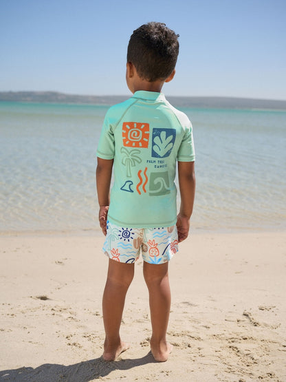 Sage Green Rash Vest and Swim Shorts Set (3mths-7yrs) - Size 3-6 Months (62-68cm)
