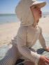 Neutral Striped Sunsafe Swimsuit and Hat Set (3mths-7yrs) - Neutral / 5 - 6 Years (110 - 116cm)