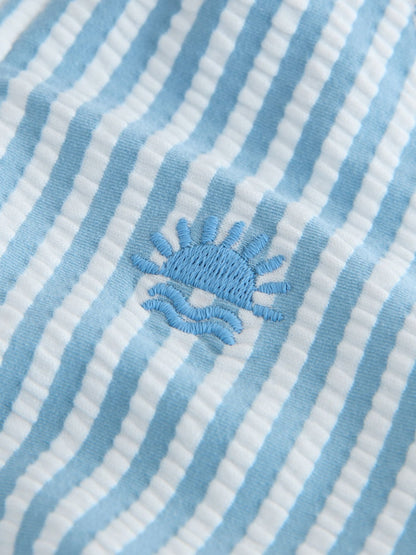 Light Blue Striped Sunsafe Swimsuit and Hat Set (3mths-7yrs)