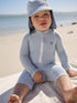 Light Blue Striped Sunsafe Swimsuit and Hat Set (3mths-7yrs)