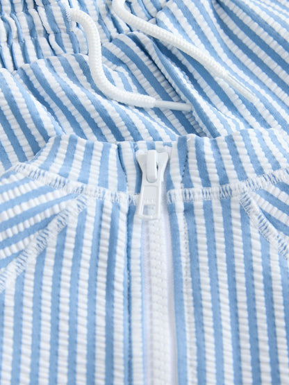 Blue Textured Rash Vest and Swim Shorts Set (3mths-7yrs) - Size 3-6 Months (62-68cm)