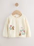 Natural Embroidered Baby Bunny Cardigan (0mths-3yrs) - Size 50cm (First Size)