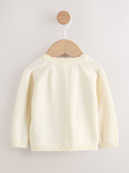 Natural Embroidered Baby Bunny Cardigan (0mths-3yrs) - Size 50cm (First Size)