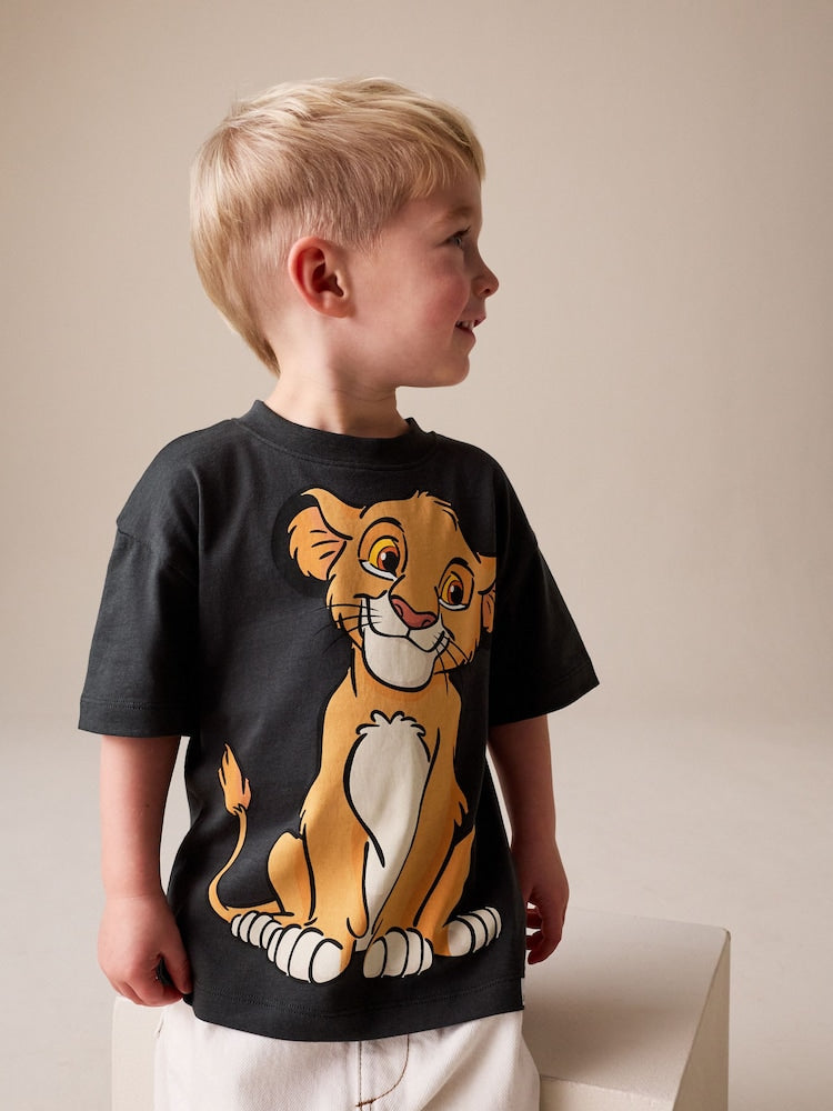 Charcoal Grey Lion King Short Sleeve T-Shirt (6mths-8yrs) - Charcoal Grey Lion King / 7 - 8 Years (122 - 128cm)