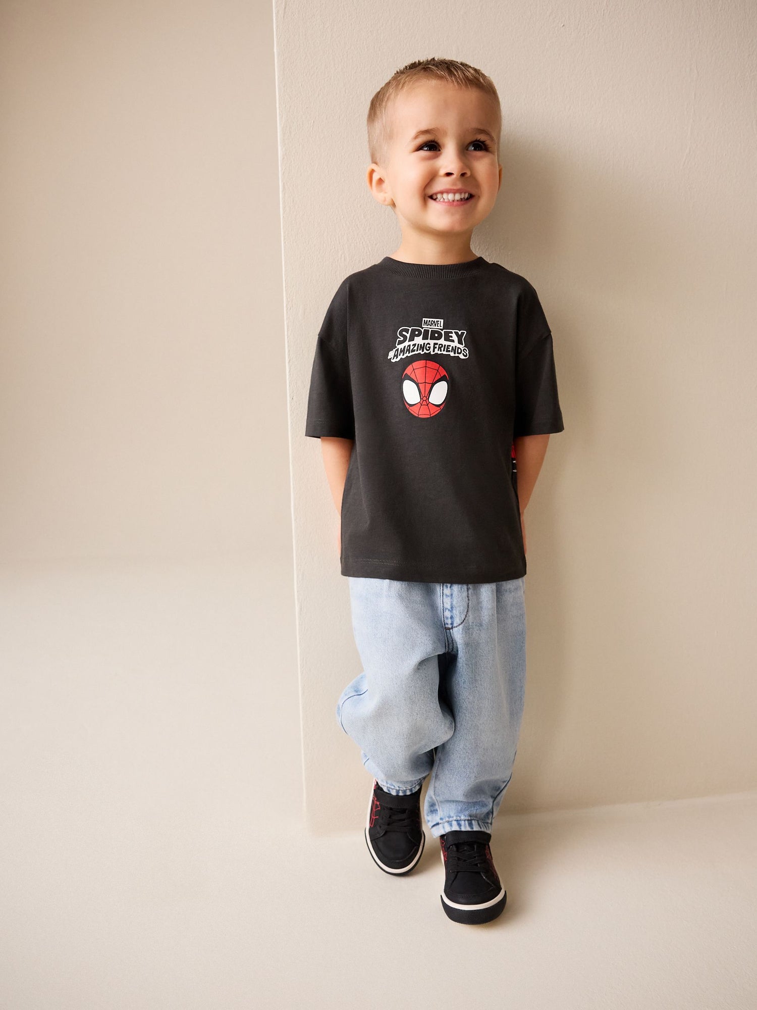 Charcoal Grey Spidey Marvel Short Sleeve Cotton T-Shirt (3mths-8yrs) - Size 3-6 Months (62-68cm)