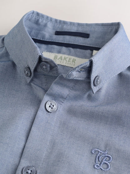 Baker by Ted Baker Blue Short Sleeve Shirt with Bow Tie - Size 4 Years (104cm)
