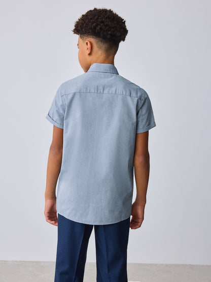 Baker by Ted Baker Blue Short Sleeve Shirt with Bow Tie - Size 4 Years (104cm)