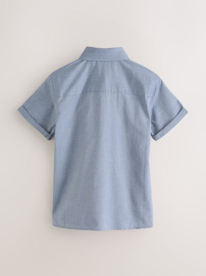 Baker by Ted Baker Blue Short Sleeve Shirt with Bow Tie - Size 4 Years (104cm)