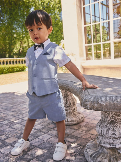 Baker by Ted Baker Shirt Waistcoat and Shorts Set - Blue / 12-18 Months (80-86cm)