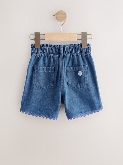 Mid Blue Daisy Embroidered Denim