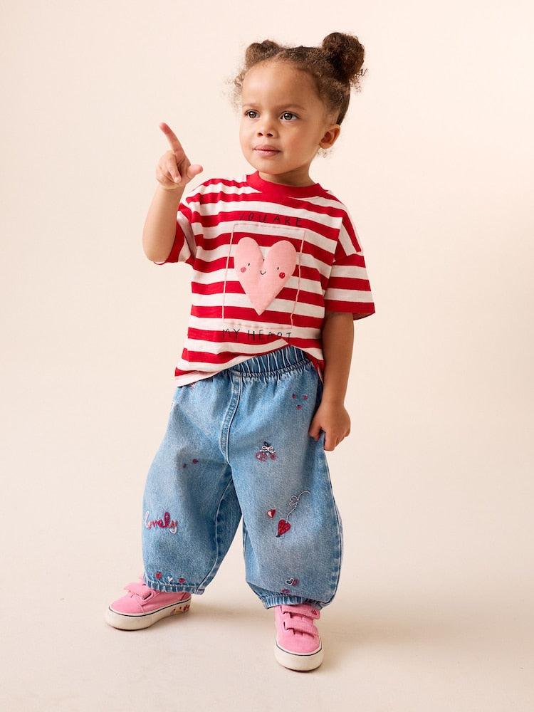 Red Hearts Embroidered Jeans (3mths-7yrs)