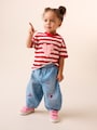 Red Hearts Embroidered Jeans (3mths-7yrs) - Size 3-6 Months (62-68cm)