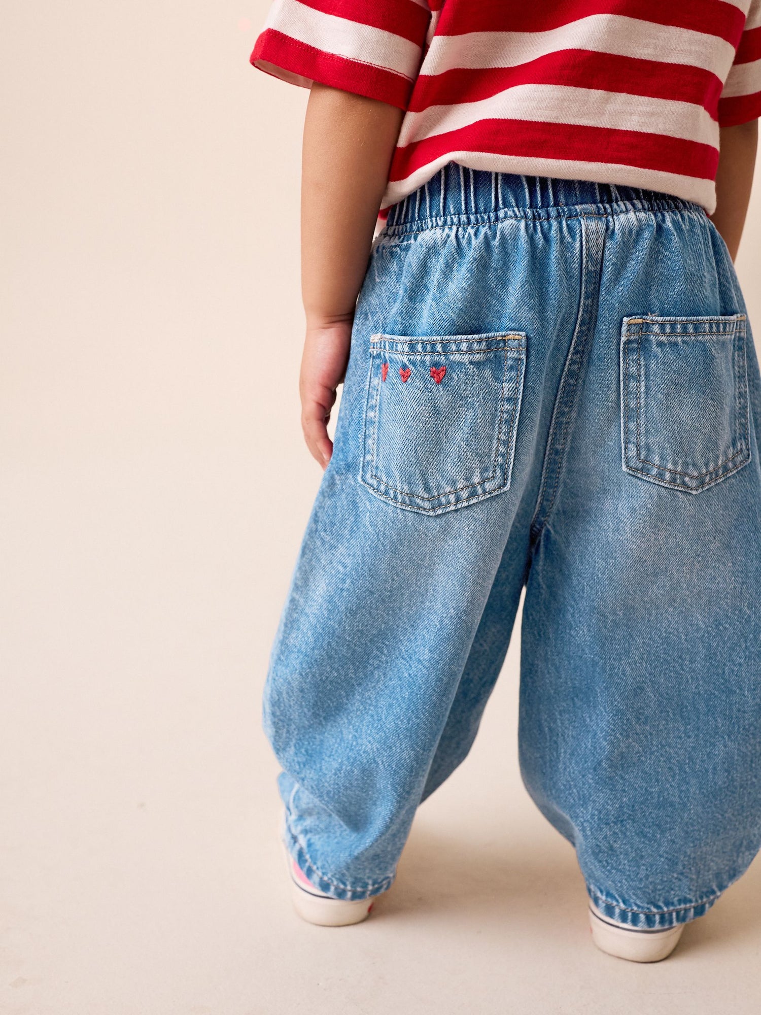 Red Hearts Embroidered Jeans (3mths-7yrs) - Size 3-6 Months (62-68cm)