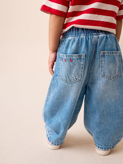 Red Hearts Embroidered Jeans (3mths-7yrs) - Size 3-6 Months (62-68cm)
