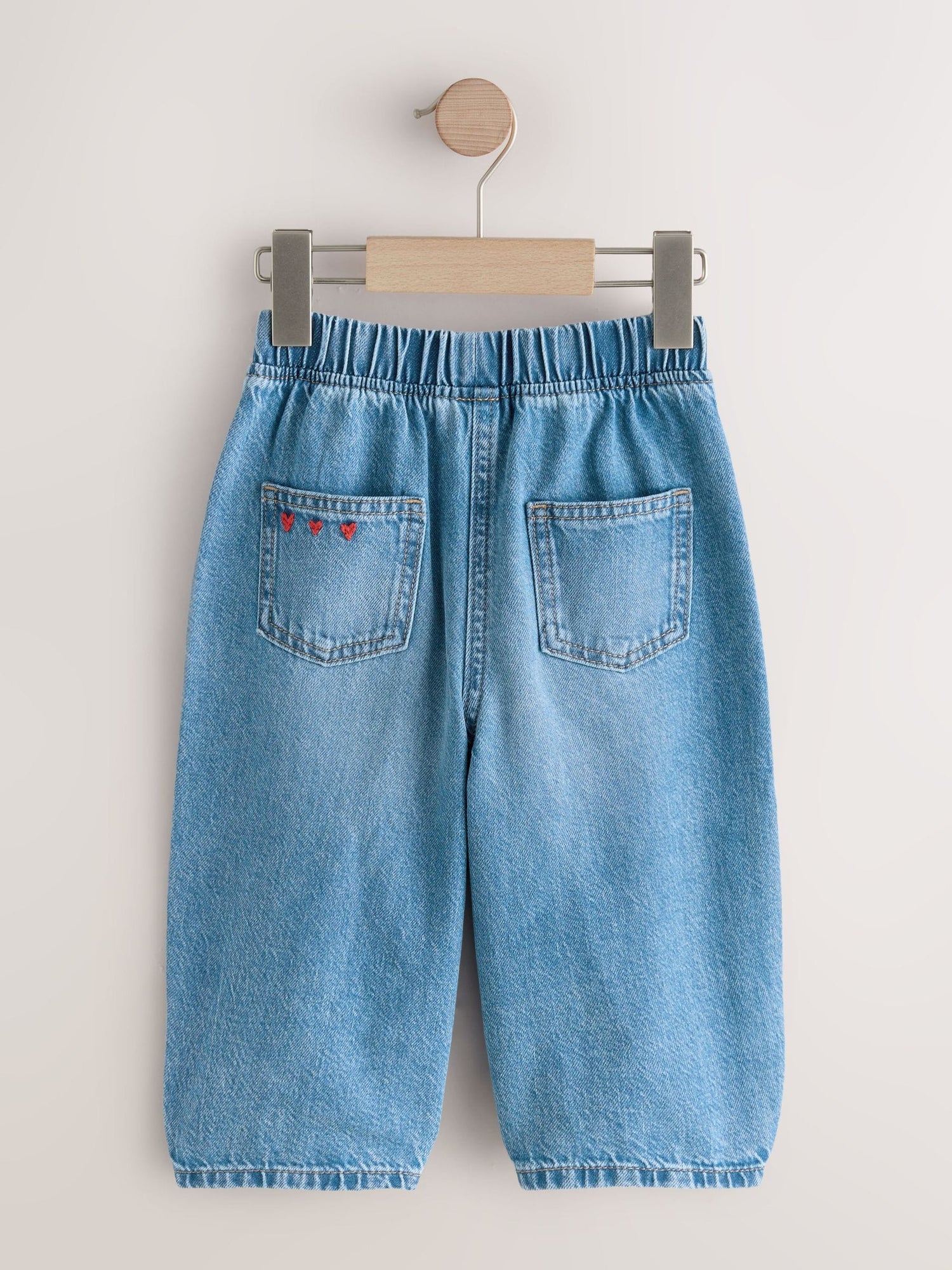 Red Hearts Embroidered Jeans (3mths-7yrs) - Size 3-6 Months (62-68cm)
