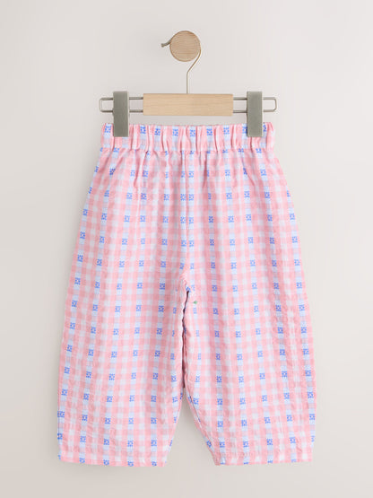 Pink/Blue Gingham Pullon Barrel Trousers (3mths-7yrs) - Size 3-6 Months (62-68cm)