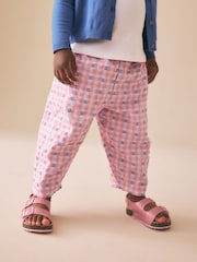 Pink/Blue Gingham Pullon Barrel Trousers (3mths-7yrs) - Size 3-6 Months (62-68cm)