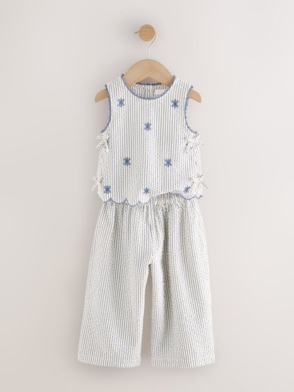 Blue Stripe Blouse and Trousers set (3mths-7yrs)