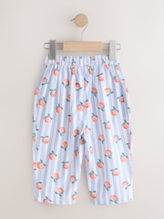 Blue Stripe Peach Print Pullon Trousers (3mths-7yrs) - Size 3-6 Months (62-68cm)