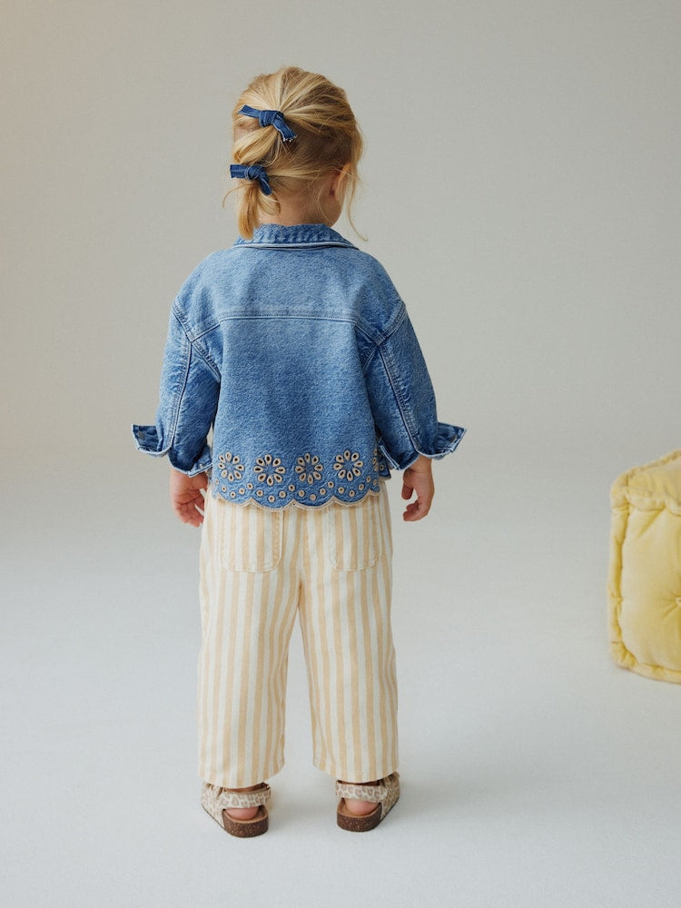 Mid Blue Denim Jacket and Stripe Trousers Set (3mths-7yrs)