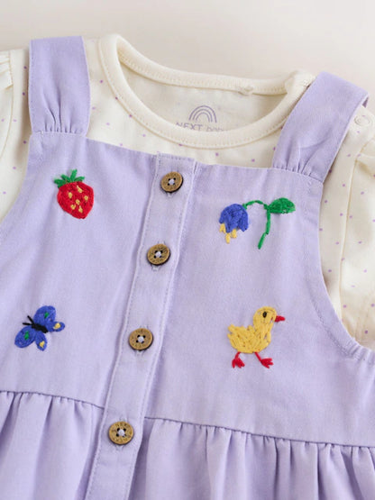 Purple Character Baby Dungarees and Bodysuits Set 2 Piece (0mths-2yrs)
