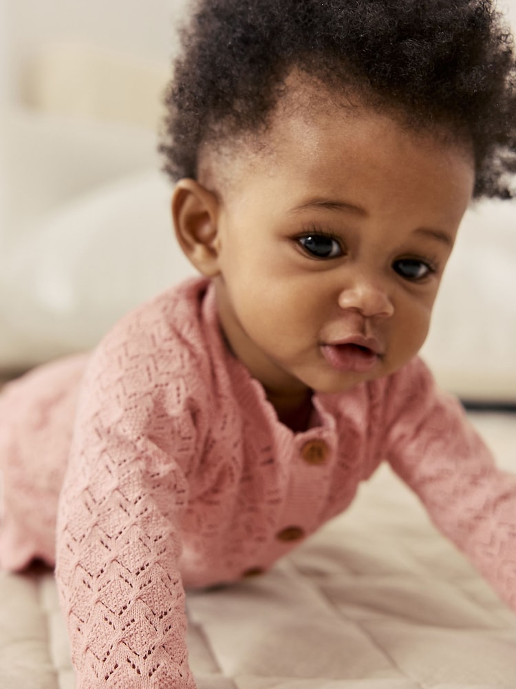 Pink knitted baby cardigan and knickers 2 Piece Set (0mths-2yrs)