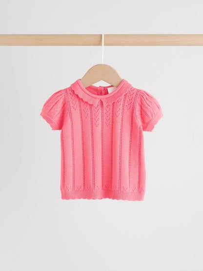Pink Baby Knitted Top and Shorts Set 2 Piece (0mths-2yrs)