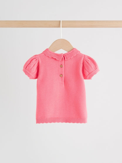 Pink Baby Knitted Top and Shorts Set 2 Piece (0mths-2yrs)