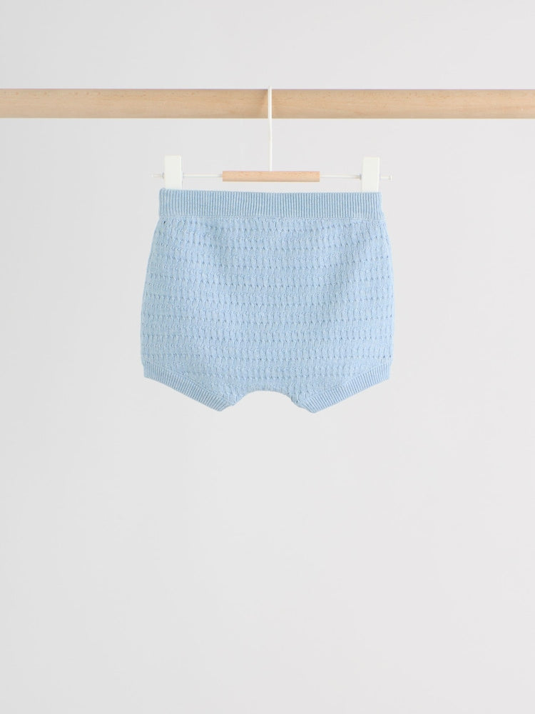 Blue Collared Knit Top and Shorts Baby Set (0mths-2yrs)