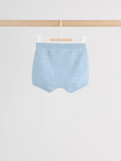 Blue Collared Knit Top and Shorts Baby Set (0mths-2yrs)