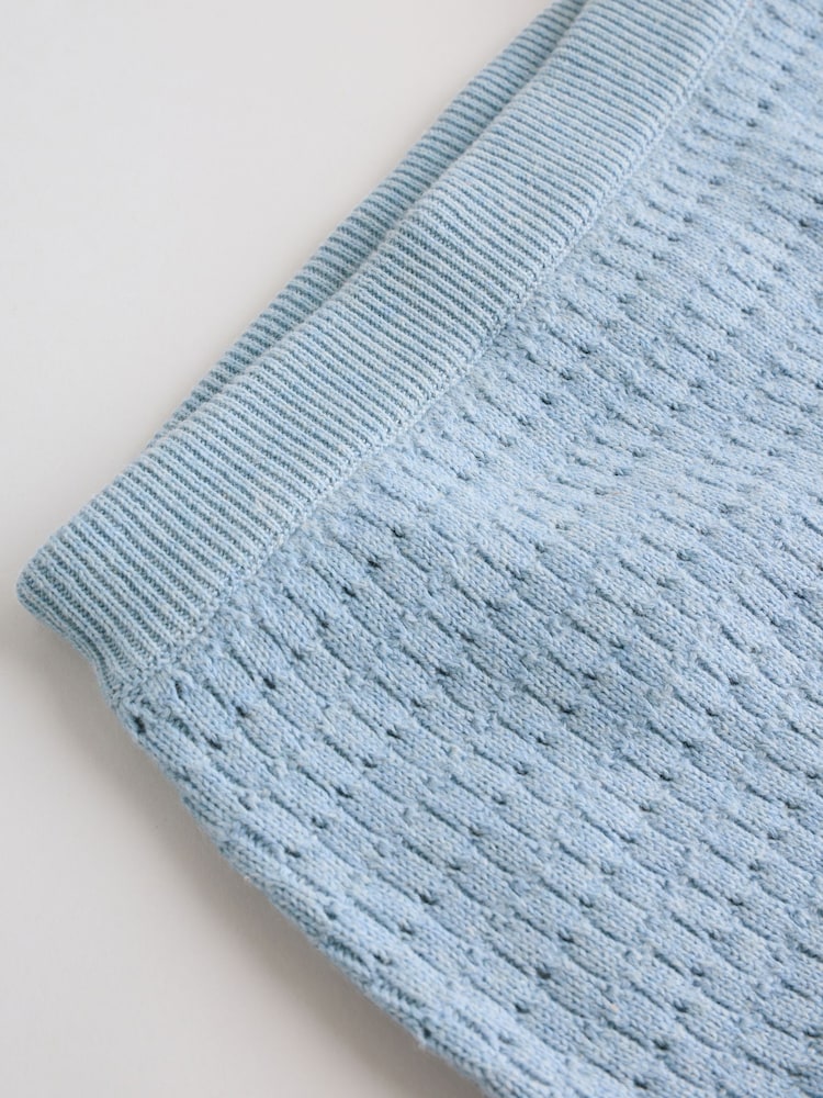 Blue Collared Knit Top and Shorts Baby Set (0mths-2yrs)