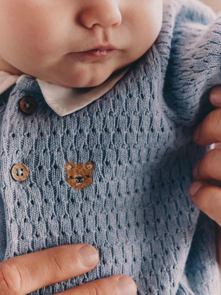 Blue Collared Knit Top and Shorts Baby Set (0mths-2yrs)
