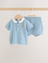 Blue Collared Knit Top and Shorts Baby Set (0mths-2yrs)