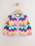 Multi Bright Crochet Striped Knitted Baby Cardigan (0mths-2yrs) - Size 50cm (First Size)