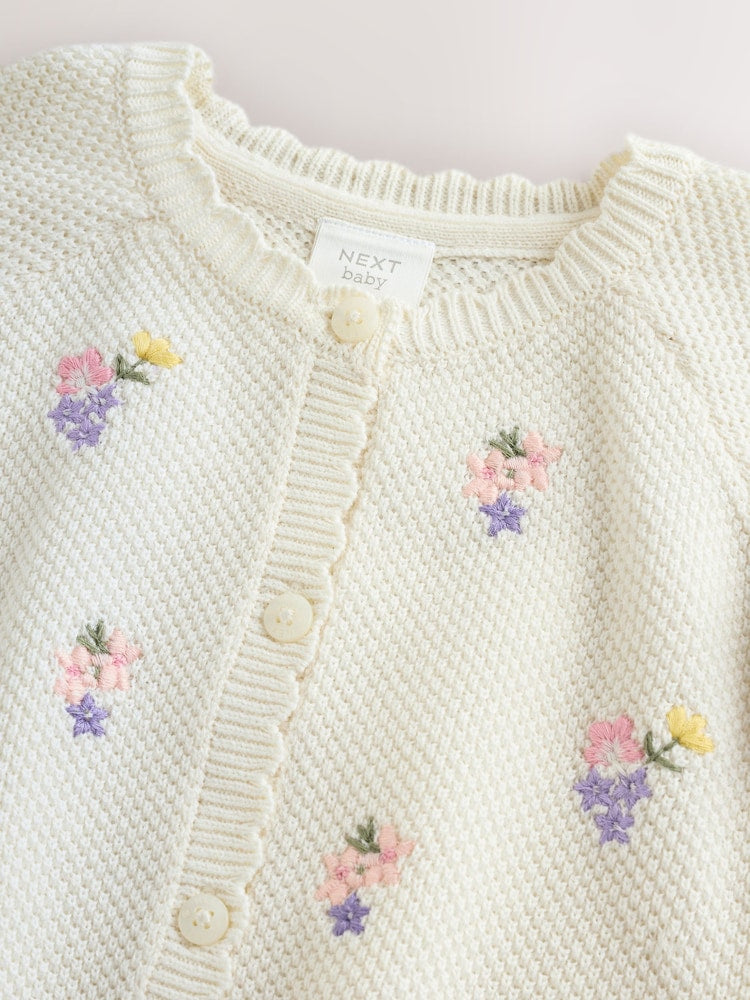 White Floral Embroidered Baby Cardigan (0mths-2yrs)
