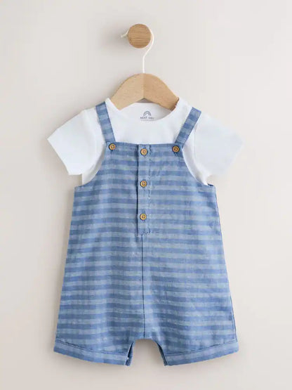 Blue Check Woven Dungaree and Bodysuit Set (0mths-2yrs)