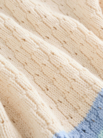 Natural Crochet Embroidered Knitted Nautical Baby Cardigan (0mths-2yrs) - Size 50cm (First Size)