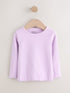 Neutral Lemon Print Rib Long Sleeve T-Shirt (3mths-7yrs) - Lilac Purple Rib Long Sleeve / 12-18 Months (80-86cm)