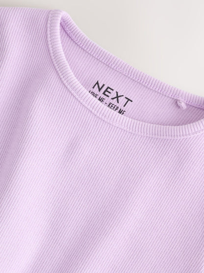Lilac Purple Rib Long Sleeve T-Shirt (3mths-7yrs) - Size 3-6 Months (62-68cm)